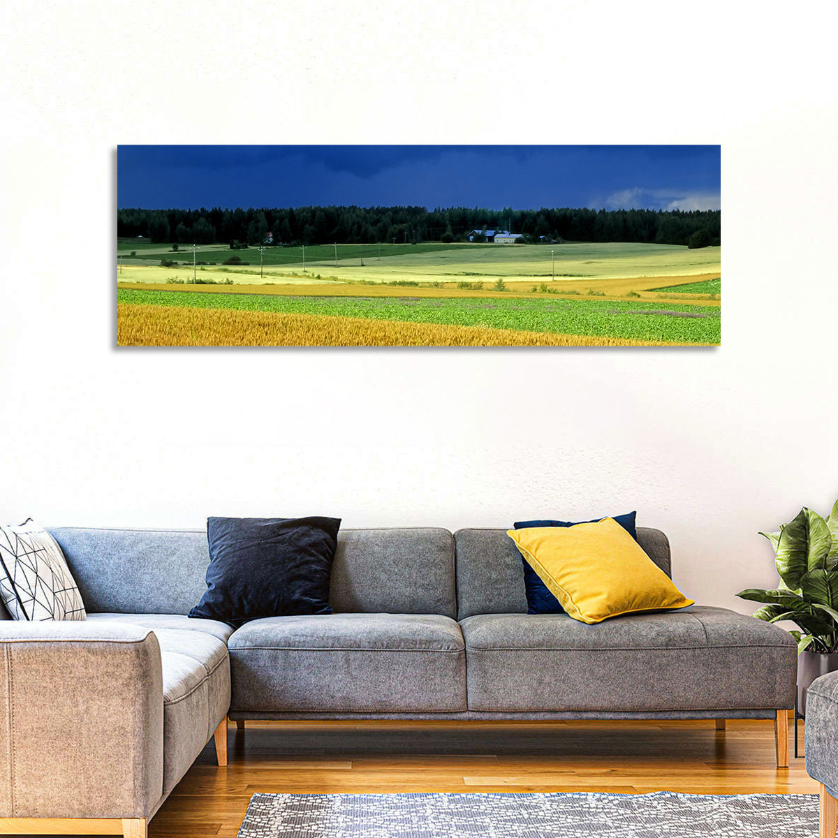 Cornfields Under Stormy Sky Wall Art