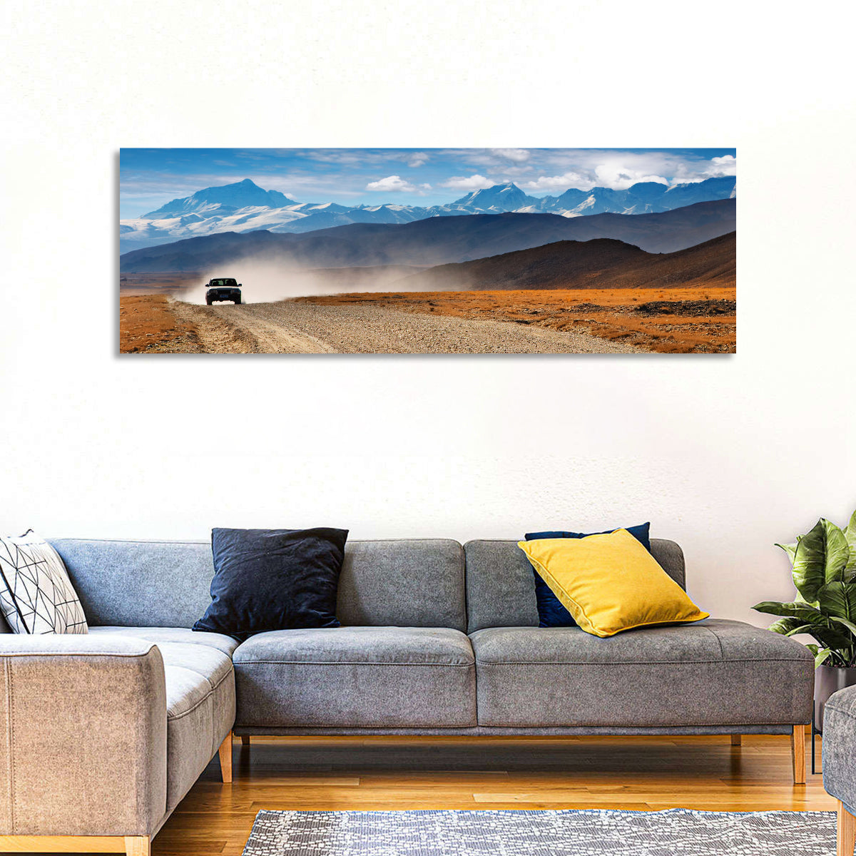 Road to Everest, Tibetan Highlands Wall Art in a room, panoramic