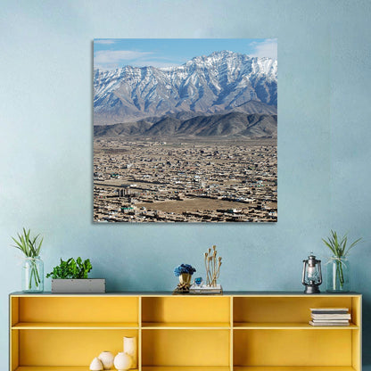Kabul from Above with Snow-capped Mountains Wall Art