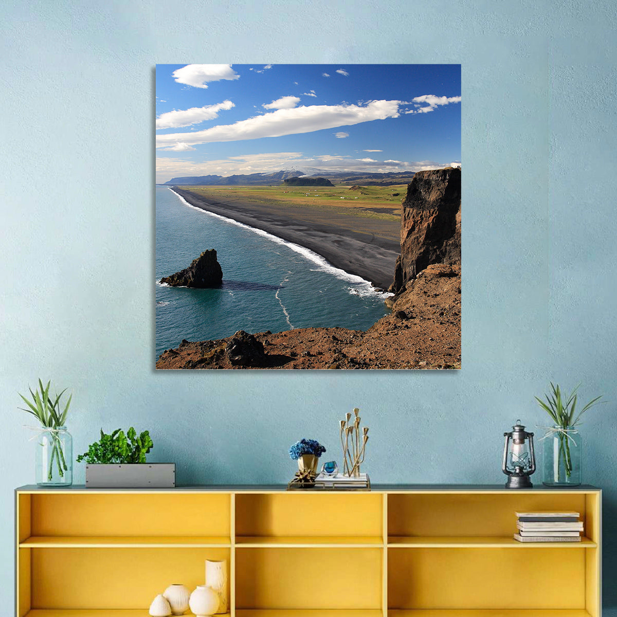 Dyrhólaey Black Sand Beach and Sea Stack Wall Art