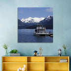 Lake Nahuel Huapi Catamaran and Snow-capped Mountains Wall Art