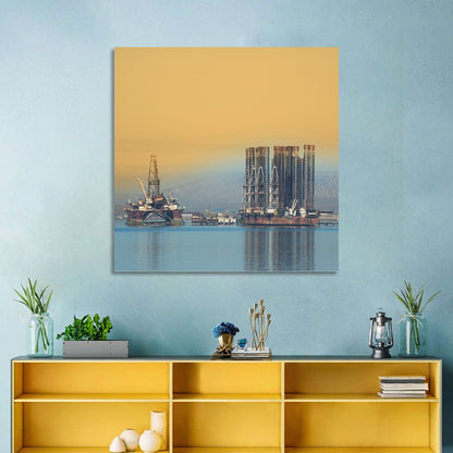 Baku Oil Rigs at Dusk Wall Art