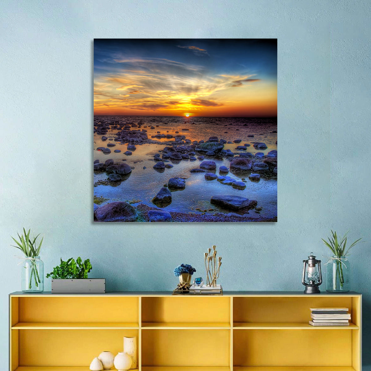 Sea Stones at Sunset Wall Art