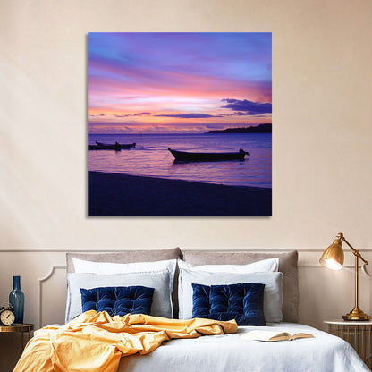Malolo Island Sunset with Moored Boats Wall Art