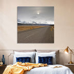 Icelandic Road to Snow-capped Mountains Wall Art