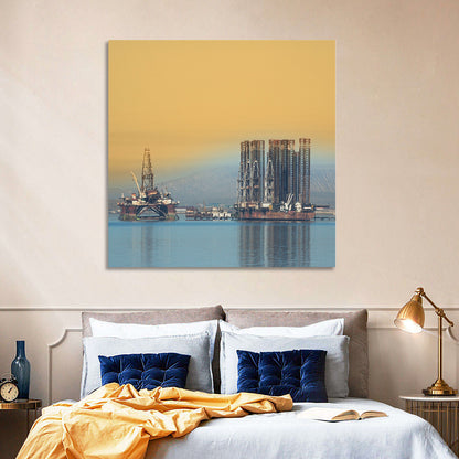 Baku Oil Rigs at Dusk Wall Art