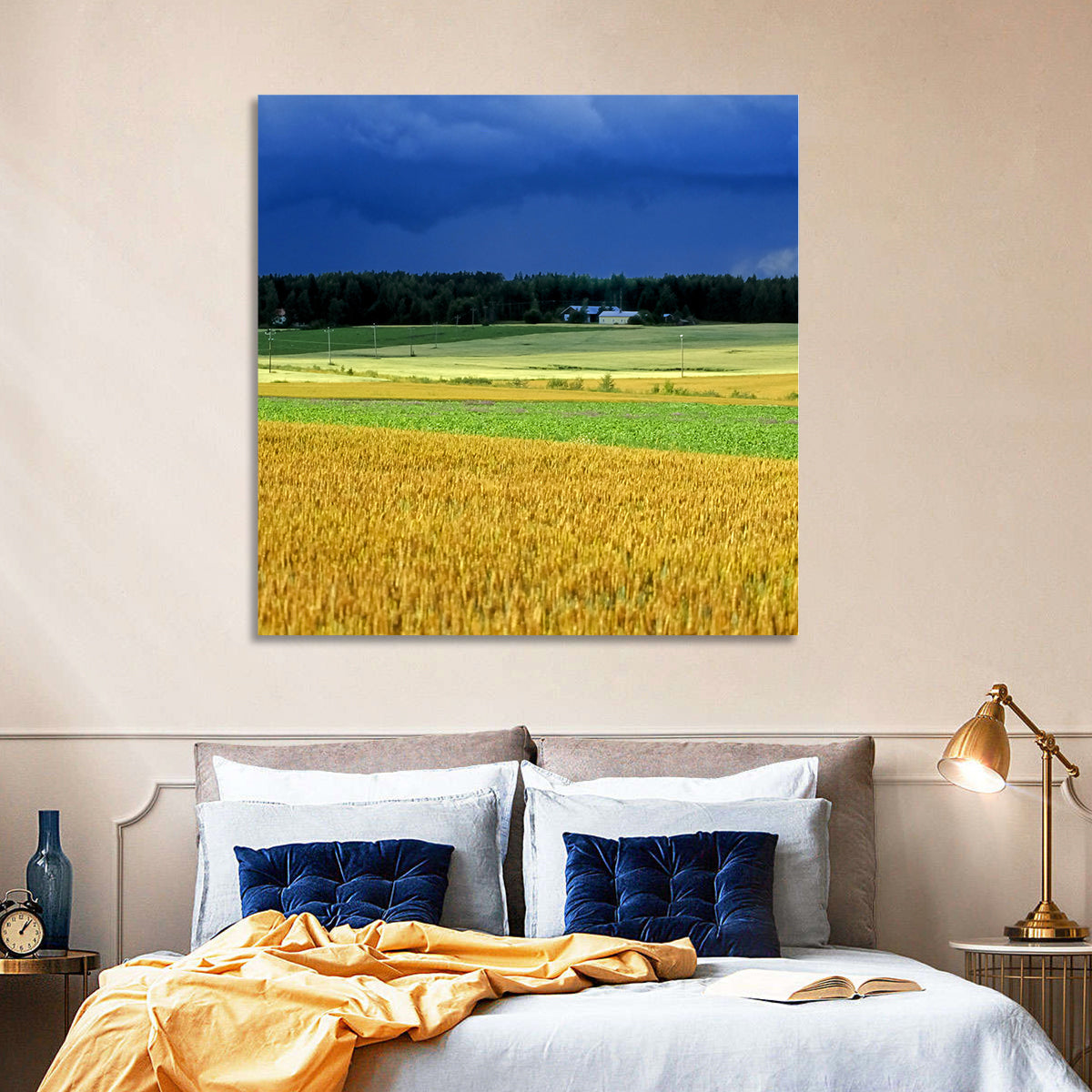 Cornfields Under Stormy Sky Wall Art