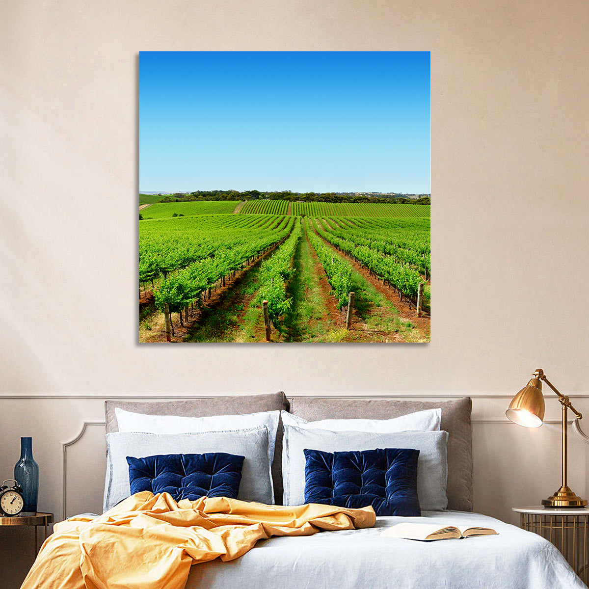 Sunlit Vineyard Rows Wall Art