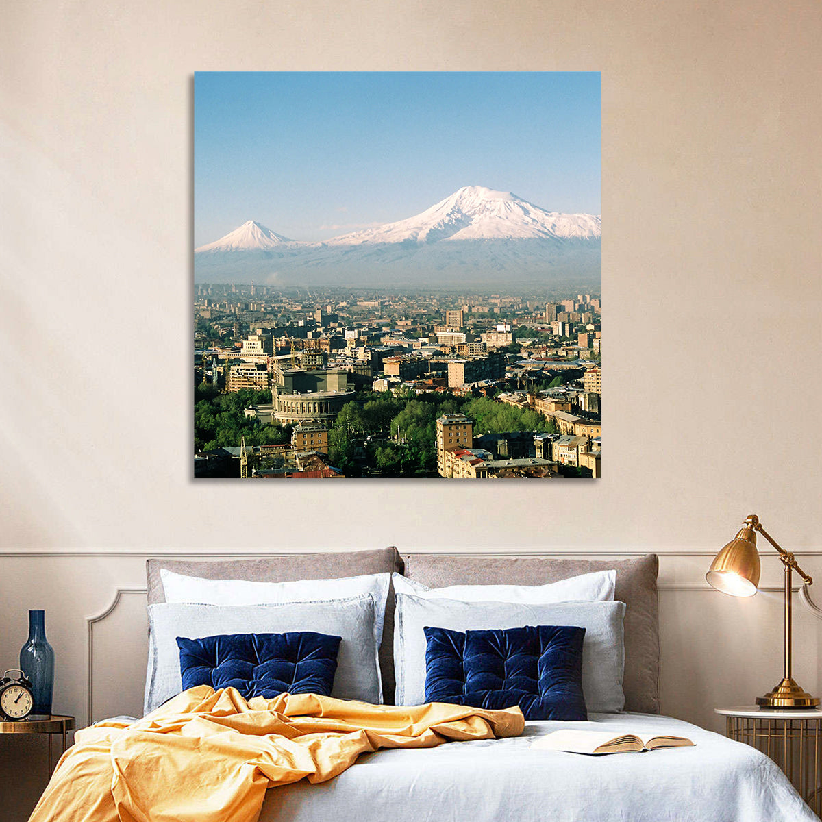 Mount Ararat Over Yerevan Wall Art in a room, square