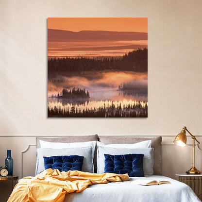 Lapland Sunrise Over Misty Lake Wall Art