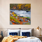 Golden Autumn Forest Creek Wall Art