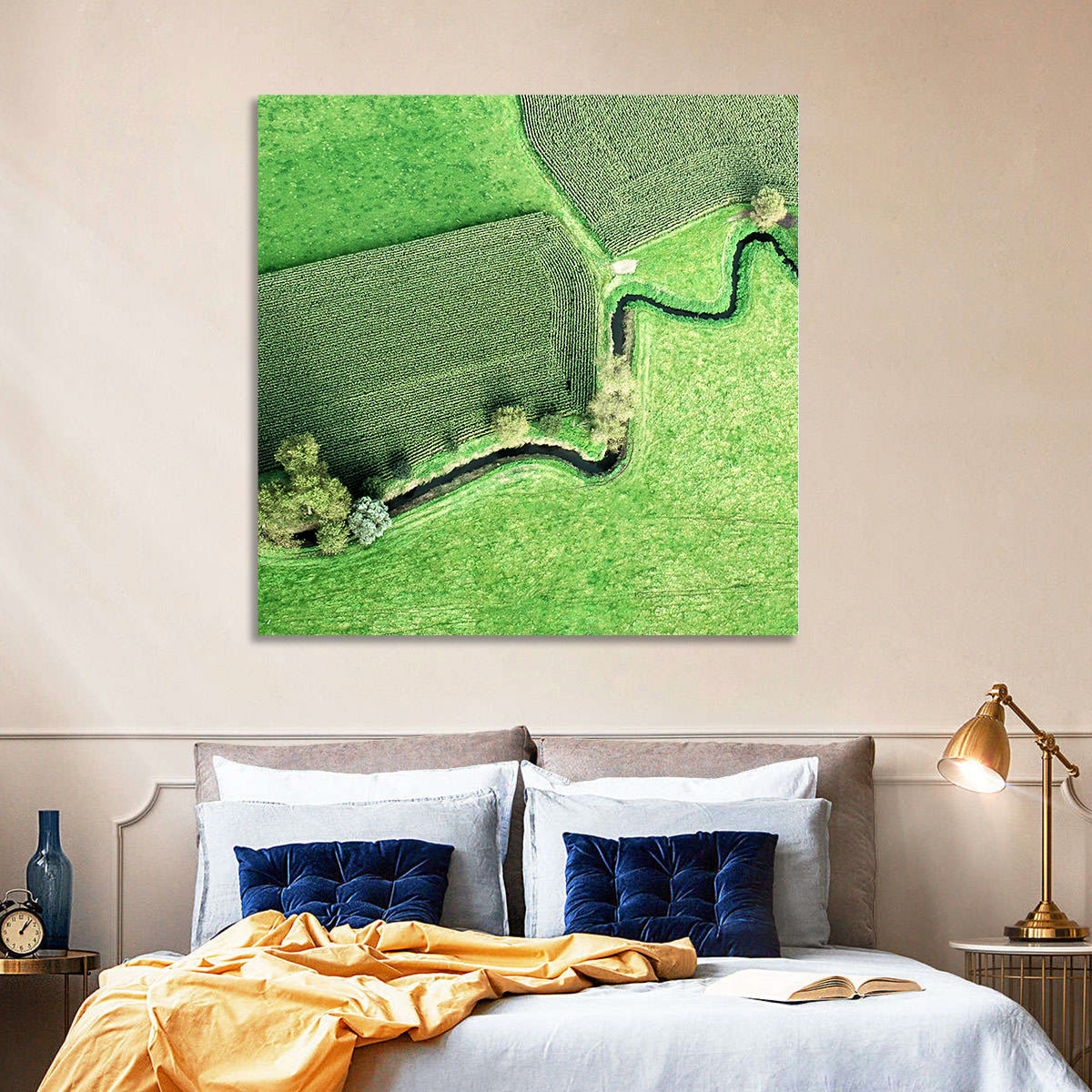 Meandering Stream Over Farmland Wall Art