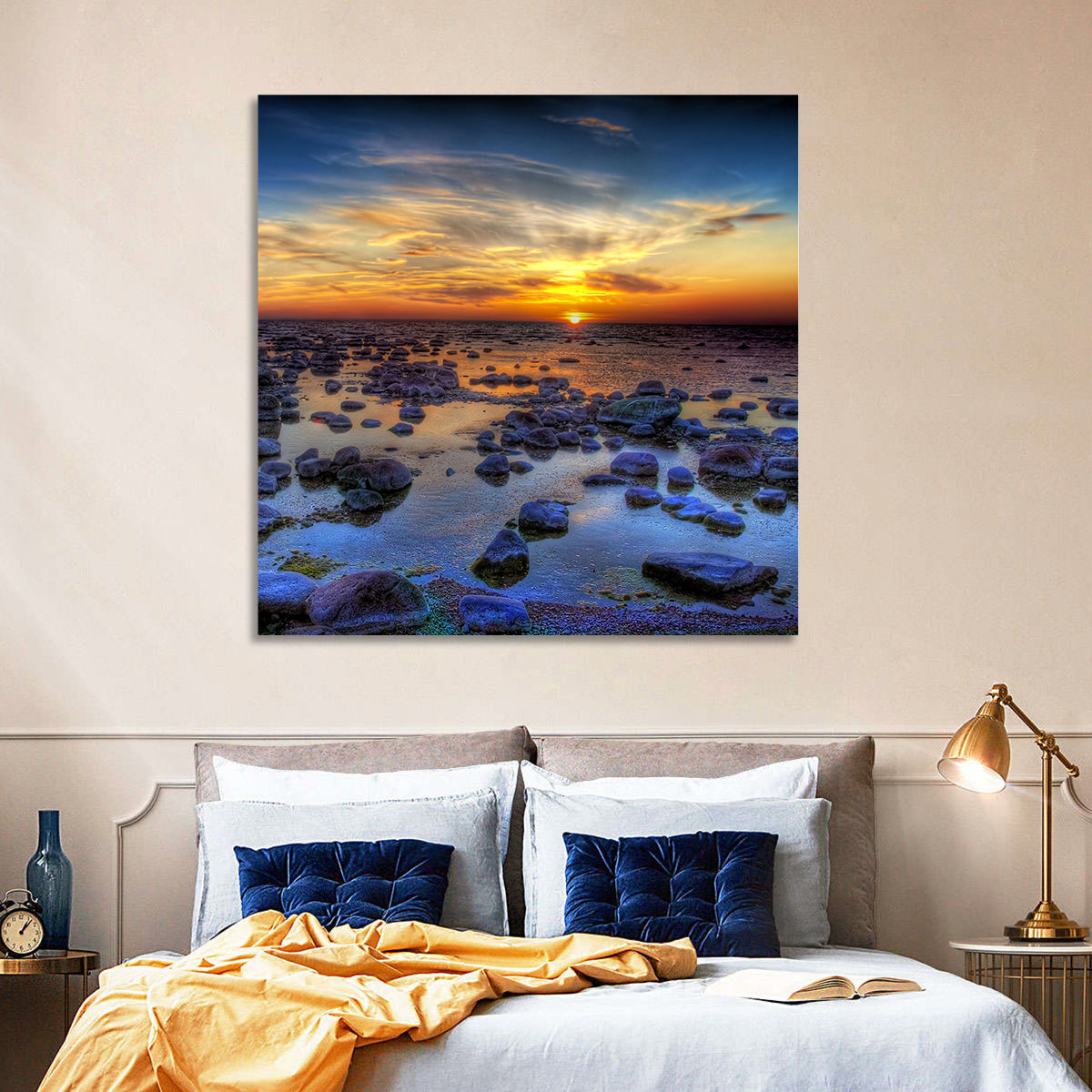 Sea Stones at Sunset Wall Art