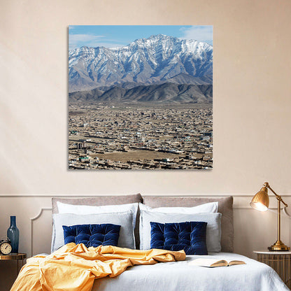 Kabul from Above with Snow-capped Mountains Wall Art