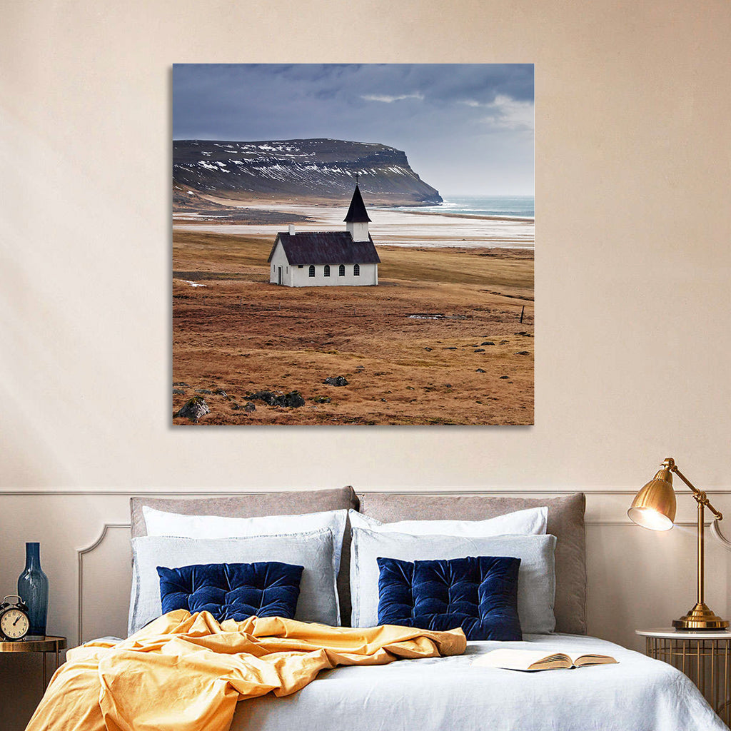 Icelandic Church with Dark Steeple Wall Art