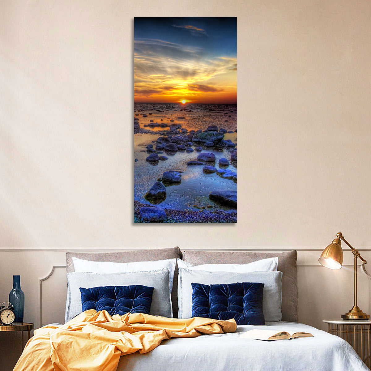 Sea Stones at Sunset Wall Art