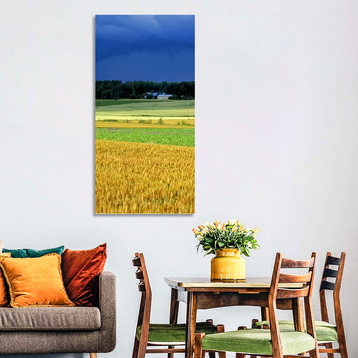 Cornfields Under Stormy Sky Wall Art