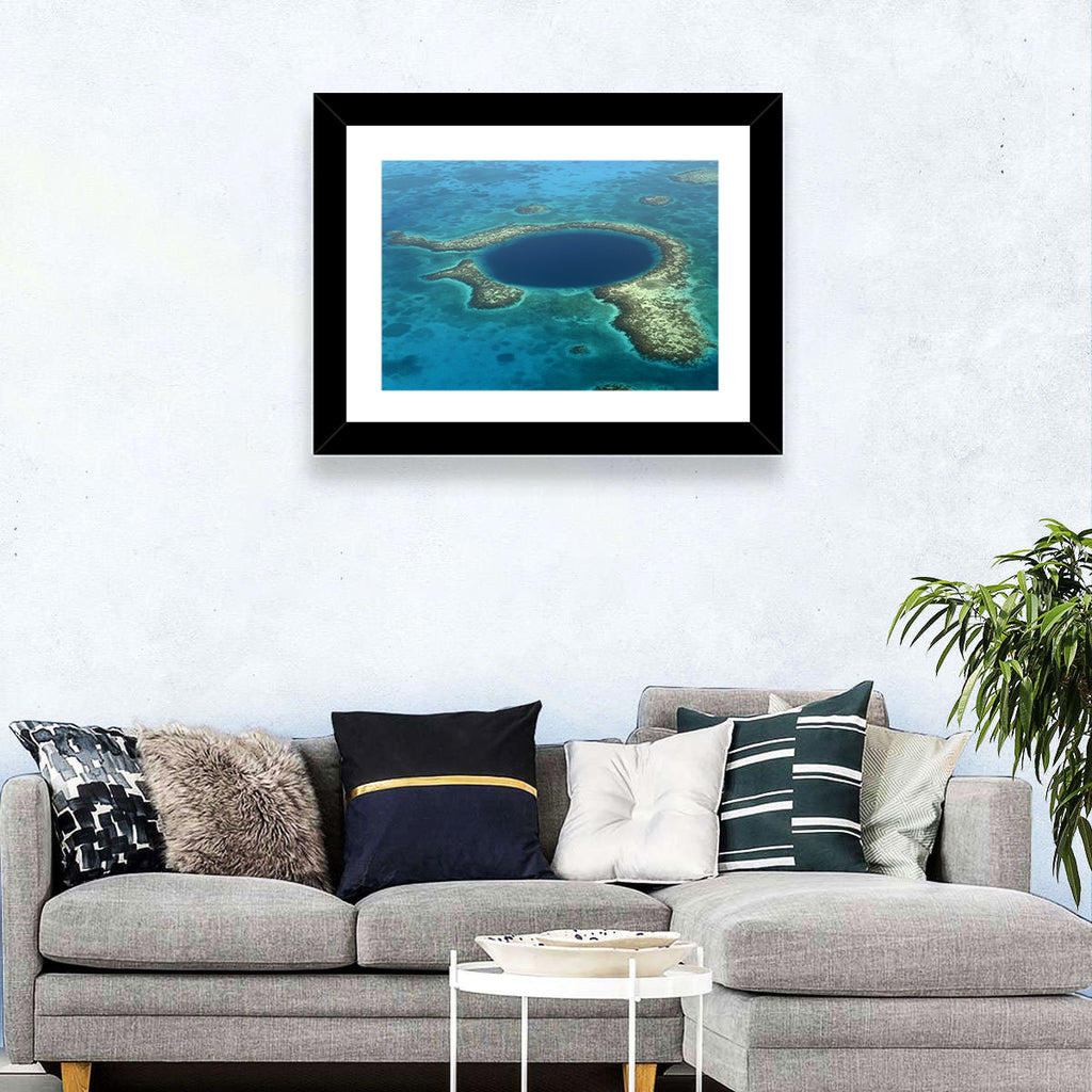 Great Blue Hole Aerial View Belize Wall Art