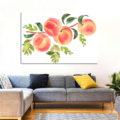 Watercolor Peach Branch Wall Art