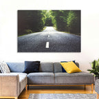 Summer Forest Road with Yellow Sign Wall Art