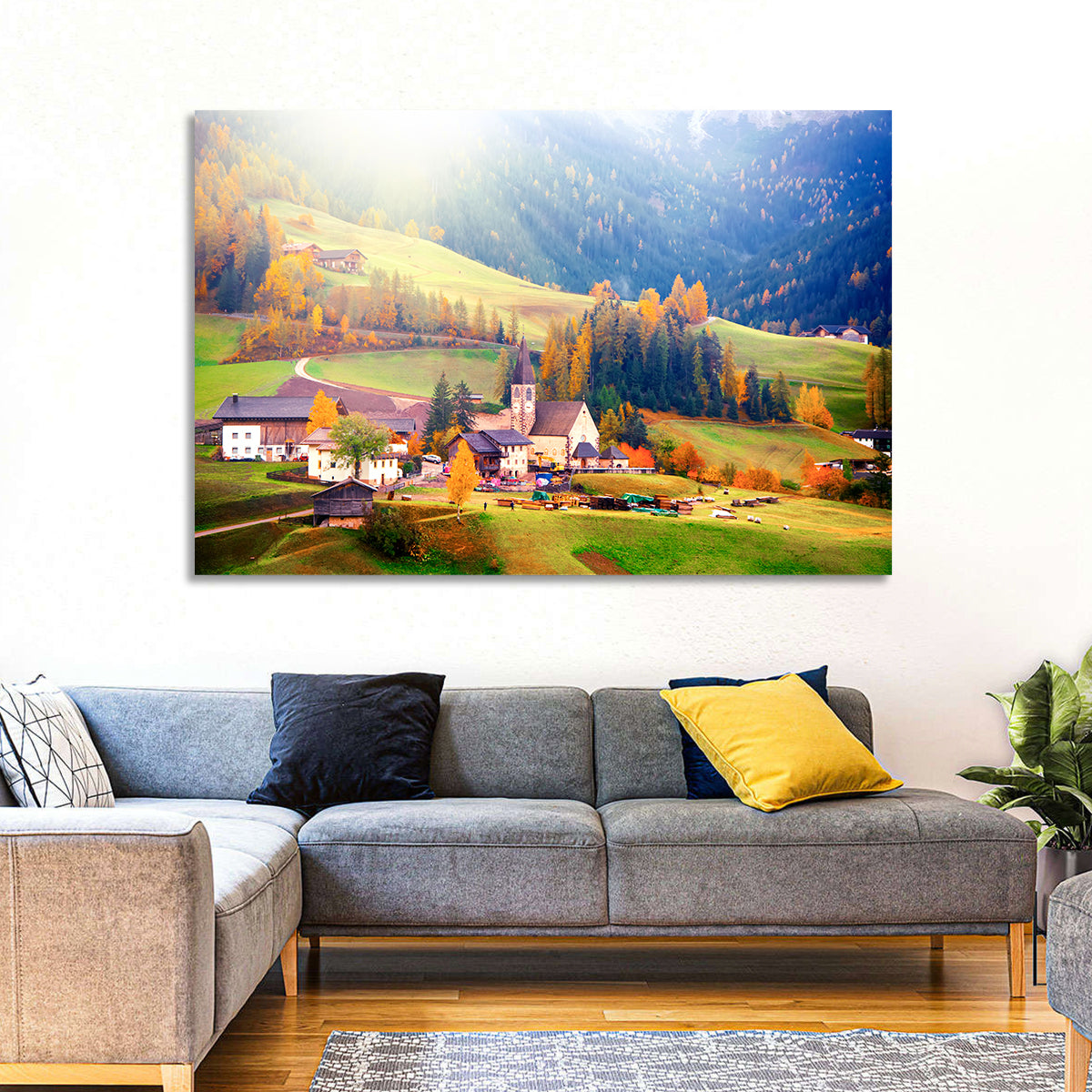 Santa Maddalena Golden Hour Wall Art in a room, landscape