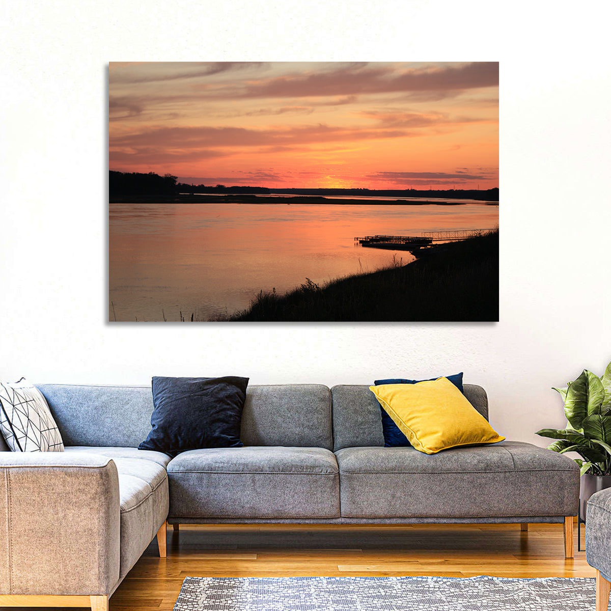 Missouri River Sunset at Dusk Wall Art
