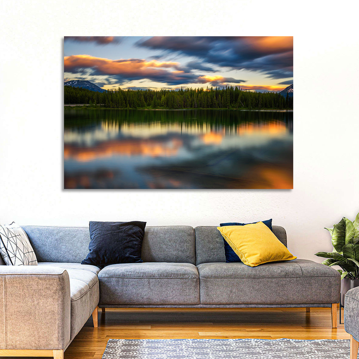 Herbert Lake Sunset Reflection Wall Art
