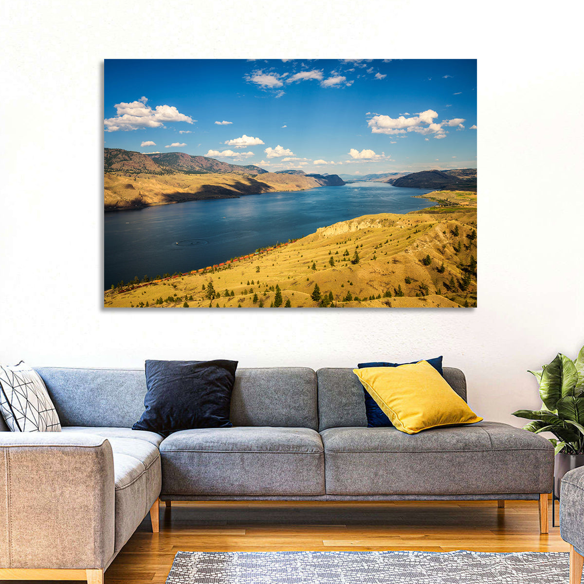Kamloops Lake Shoreline View Wall Art in a room, landscape