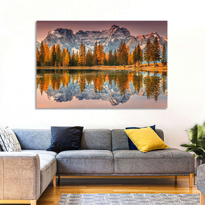 Antorno Lake Autumn Reflection Wall Art