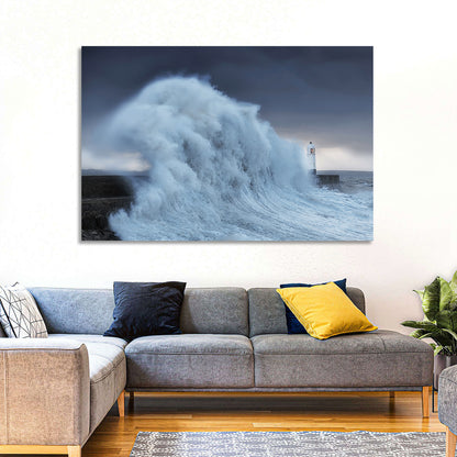 Lighthouse in a Sea Storm Wall Art