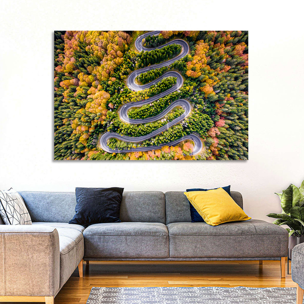 Autumn Winding Forest Road Wall Art