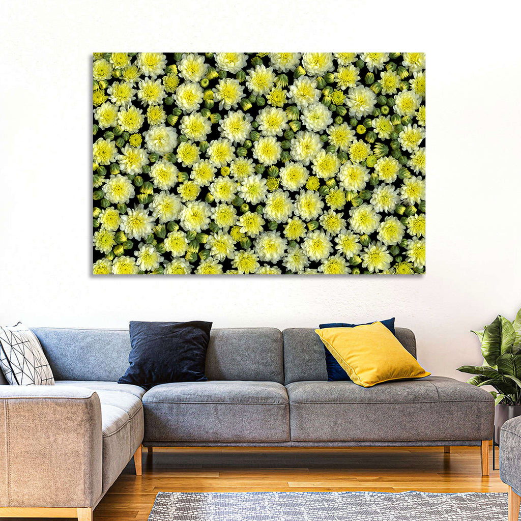 Yellow Chrysanthemum Bloom Pattern Wall Art