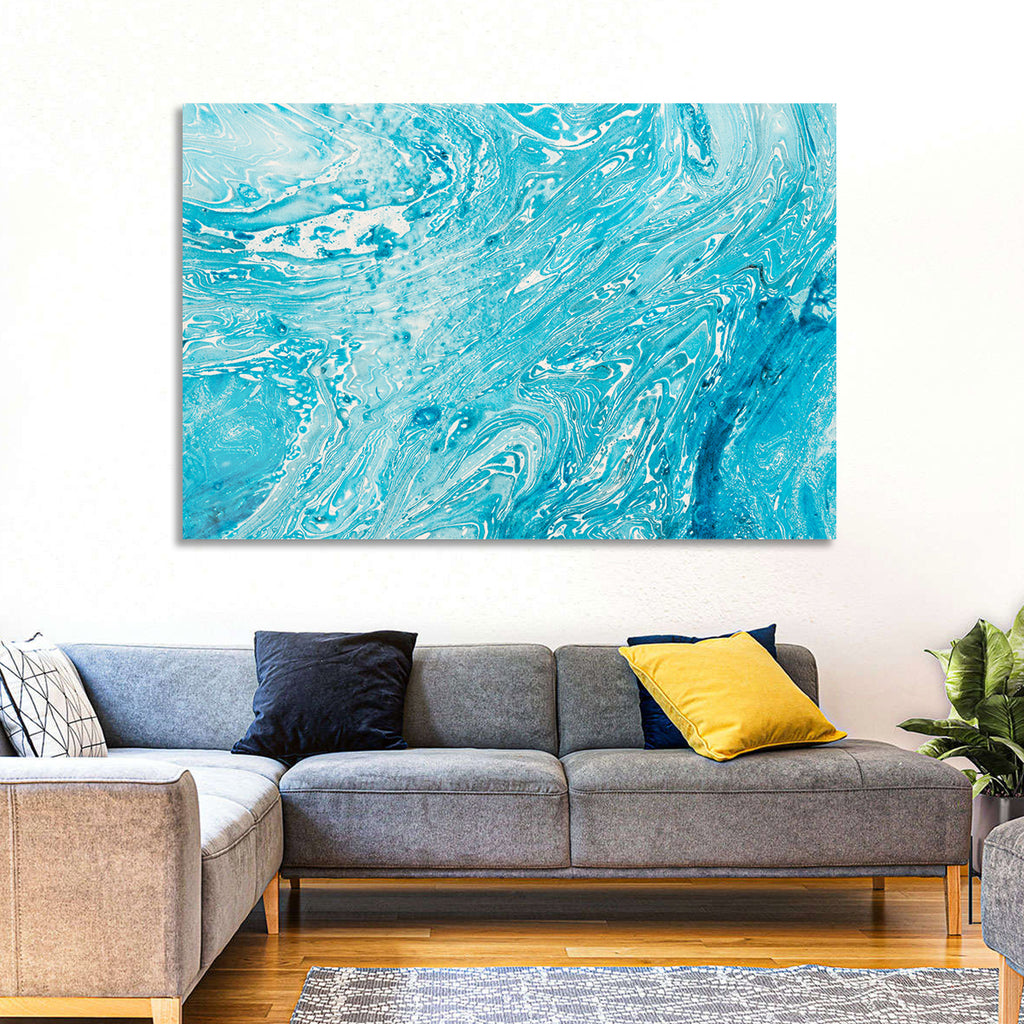Cerulean Marbled Waves Wall Art