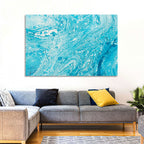 Cerulean Marbled Waves Wall Art