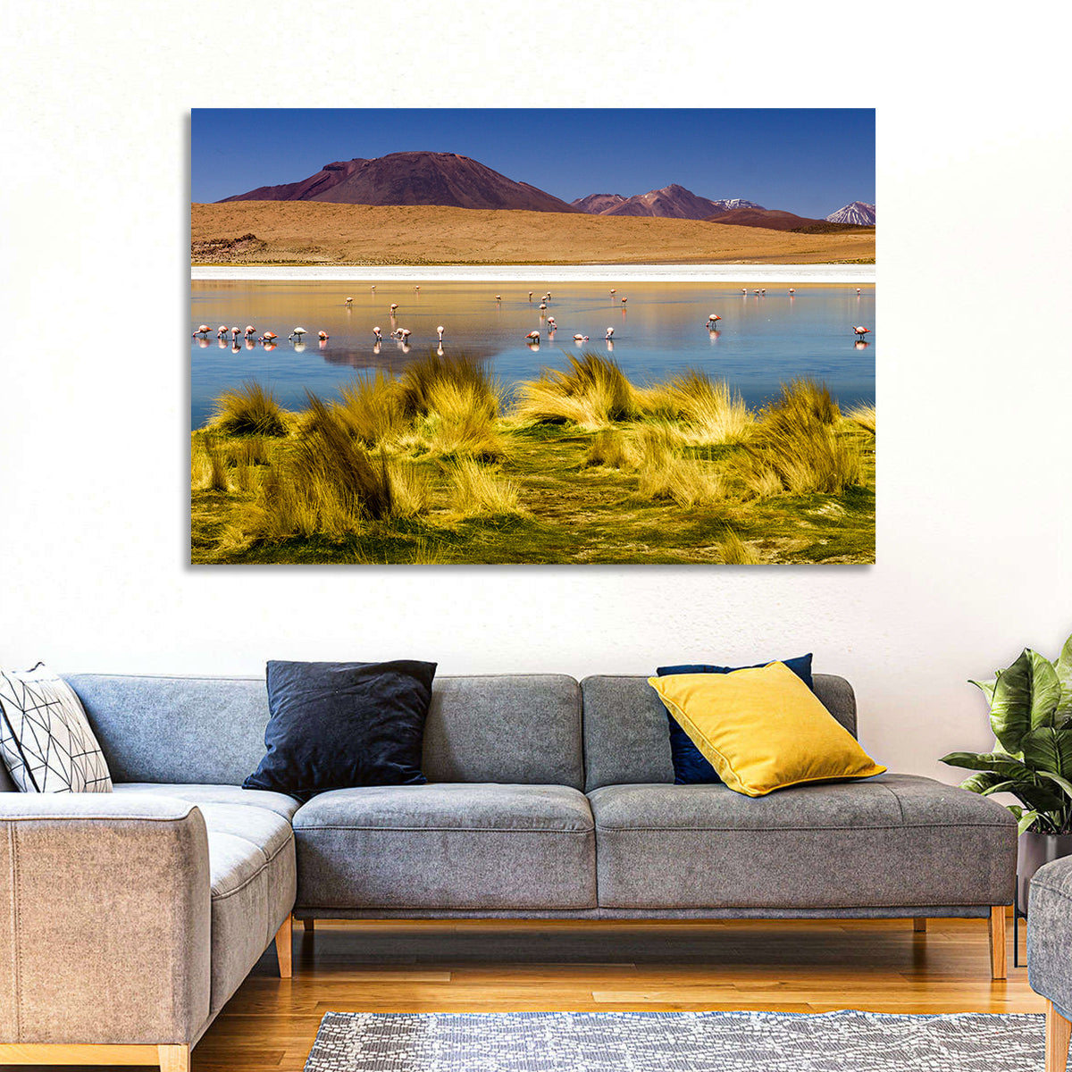 Flamingos on Salt Lake Wall Art