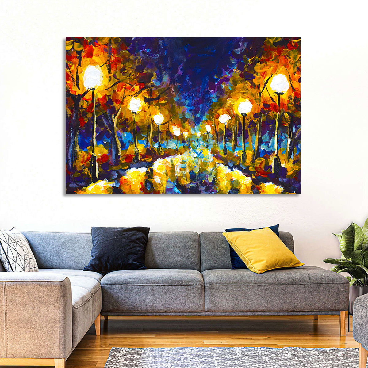 Autumn Evening Park Path Wall Art in a room, landscape