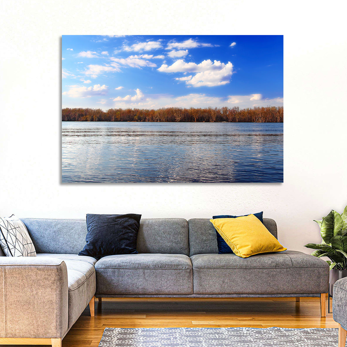 Andalusia Slough Autumn River Wall Art in a room, landscape