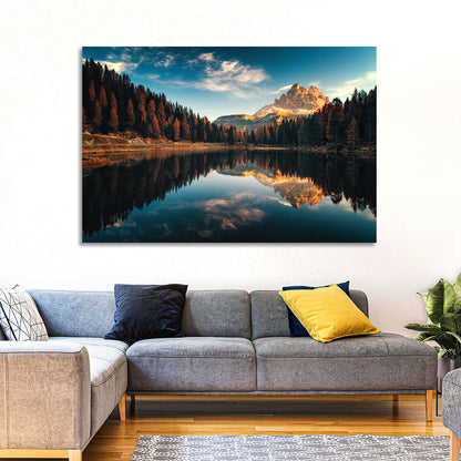 Lago Antorno Golden Hour Reflection Wall Art