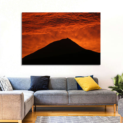 Pico Island Volcano Silhouette at Sunset Wall Art