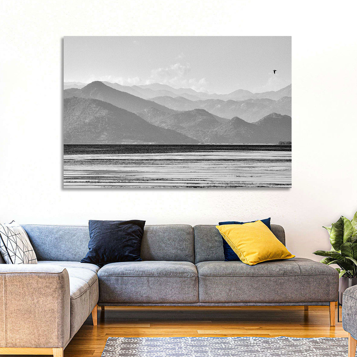 Skadar Lake Monochrome Landscape Wall Art