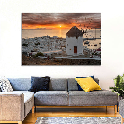 Kato Mili Sunset, Mykonos Wall Art