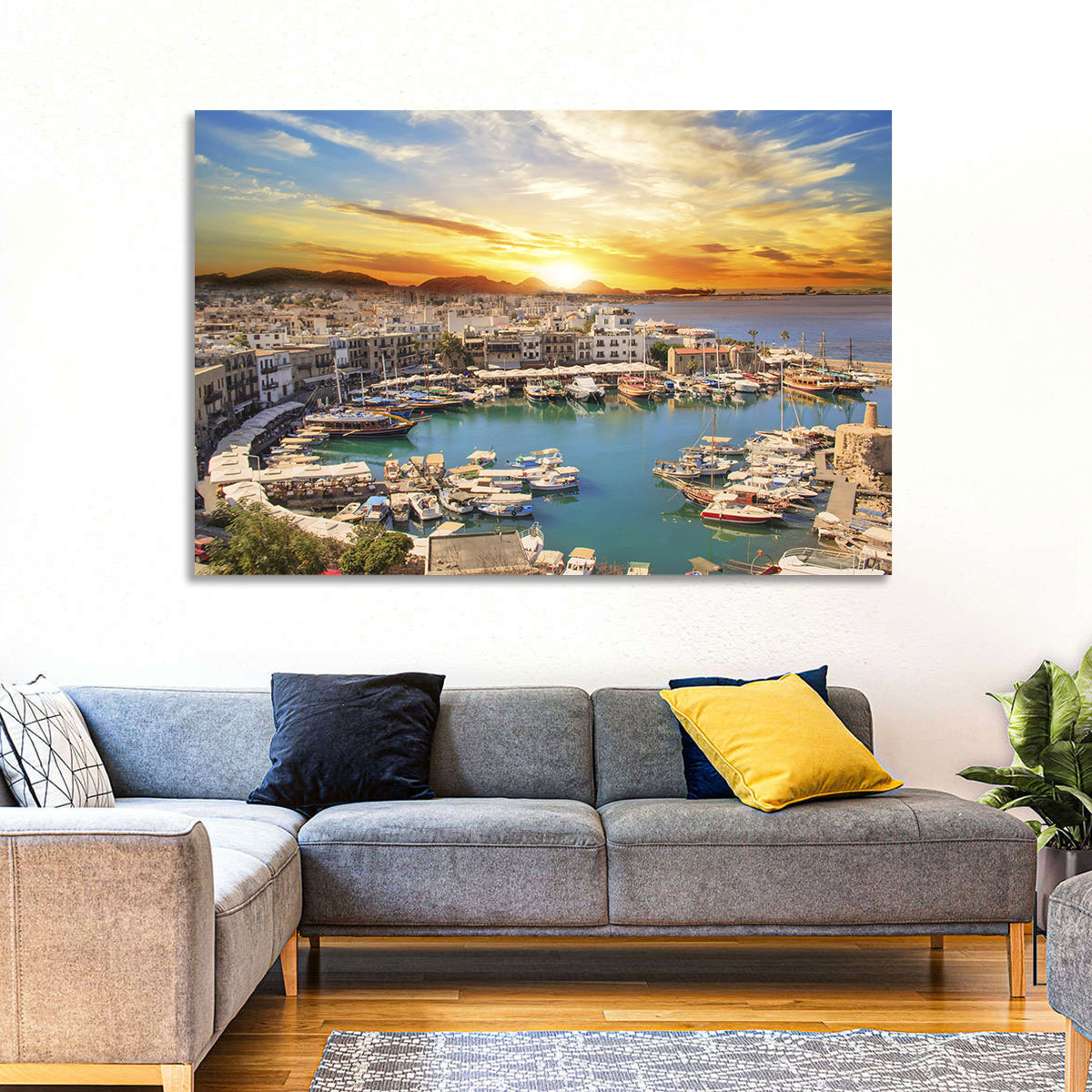 Kyrenia Harbour at Sunset Wall Art