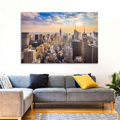 New York City Skyline at Golden Hour Wall Art