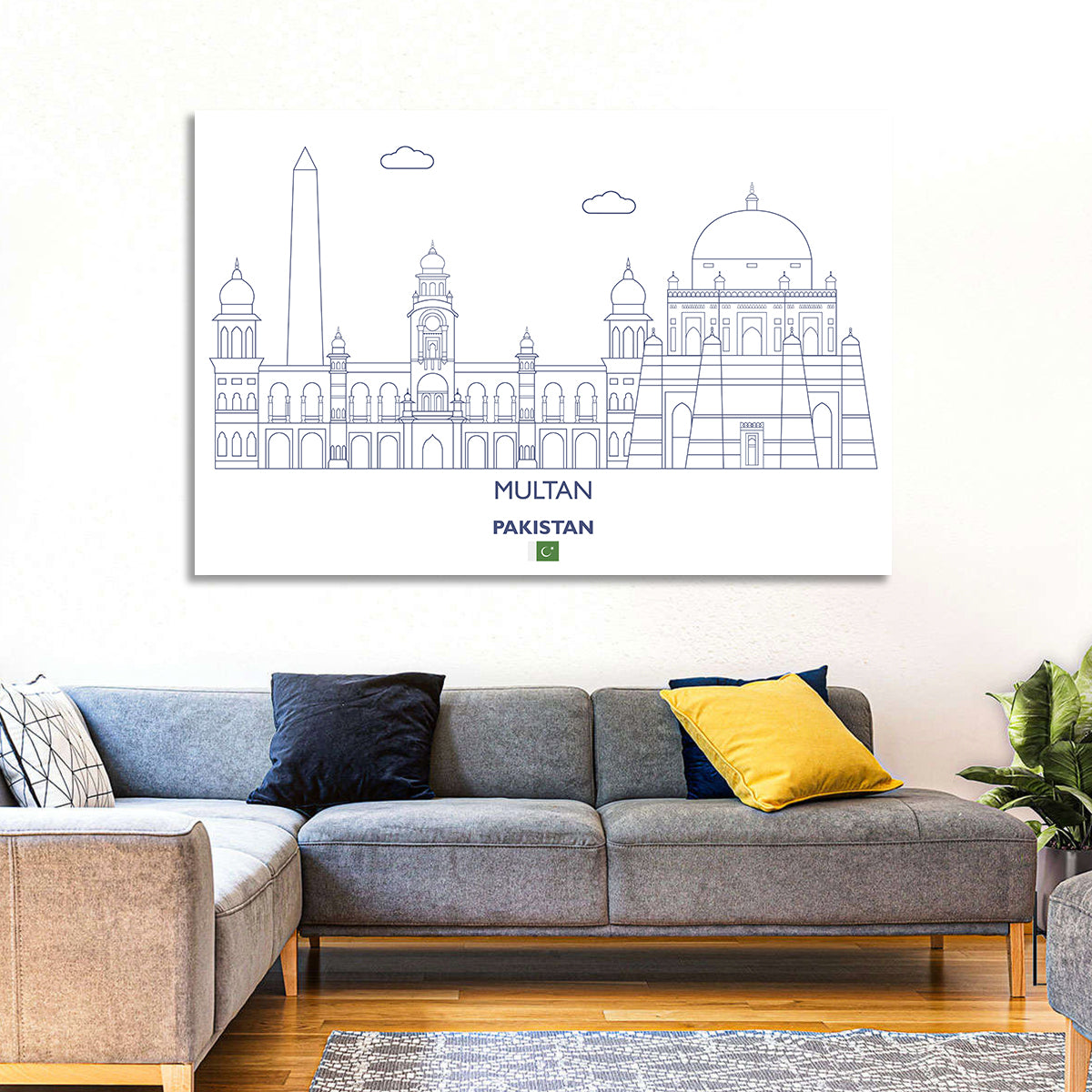 Multan Skyline with Shah Rukn-e-alam Wall Art in a room, landscape