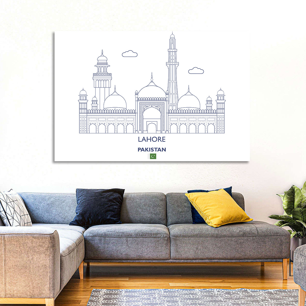 Lahore Skyline with Badshahi Mosque Wall Art