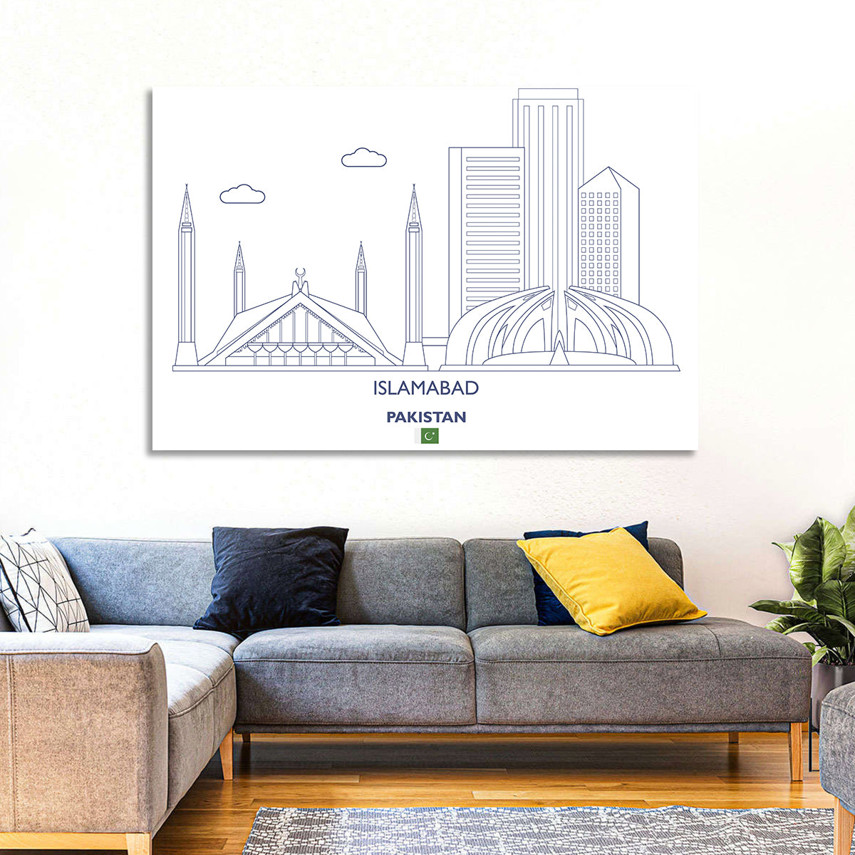 Islamabad Skyline Line Wall Art