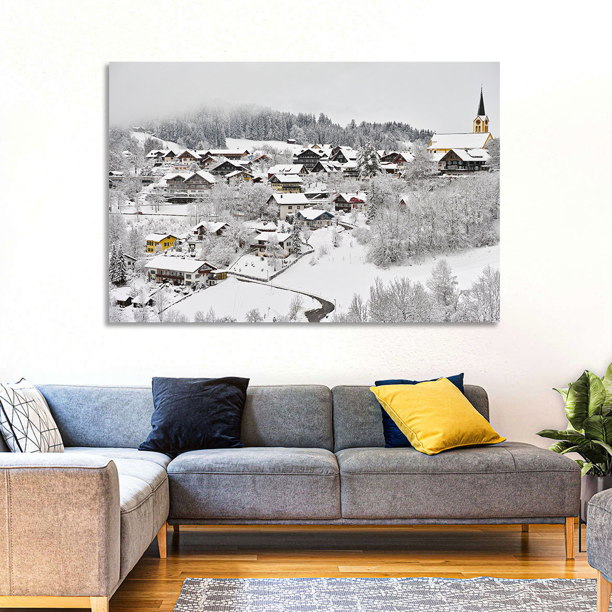 Oberstaufen Winter Village Wall Art