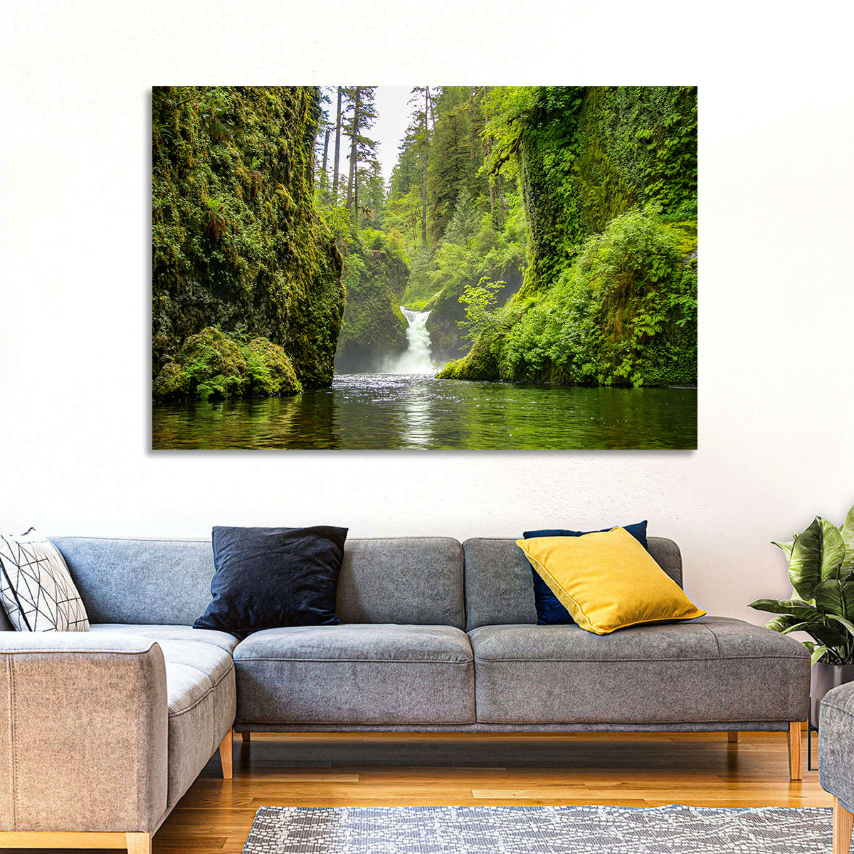 Punch Bowl Falls, Cascade Locks Wall Art in a room, landscape