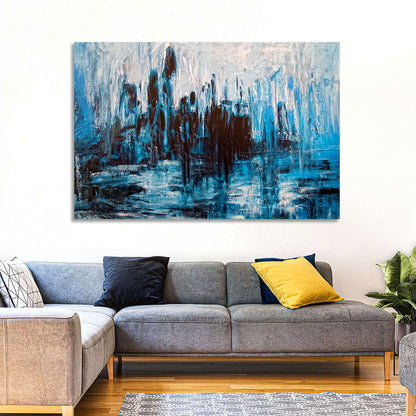Rainy Abstract Skyline Reflection Wall Art