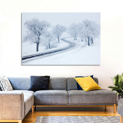 Misty Winter S-curve Road Wall Art